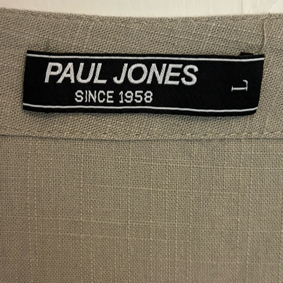 Tan linen shirt with drawstrings size large - Picture 2 of 4